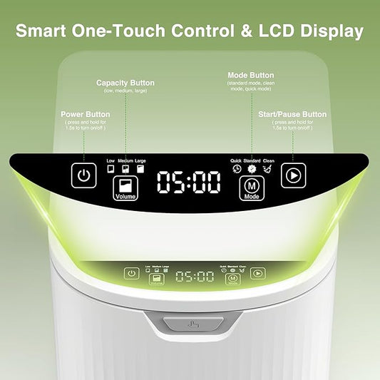 3.3L(Max) Electric Composter for Kitchen, Smart Compost Bin with LED Display, Low Noise|Odorless|Auto-Cleaning, Food Waste Compost Machine, Turn Food Waste to Fertilizer in 3.5-6H for Indoor Home Use