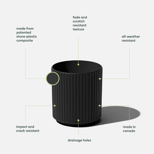 Veradek Demi Series Round Planter for Porch, Patio, Backyard | Durable Plastic-Stone Composite Material | Modern Décor for Tall Plants, Flowers