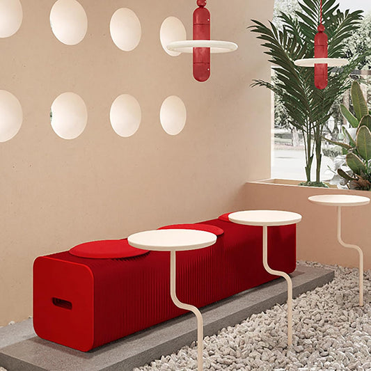Foldable Kraft Paper Stool, Honeycomb Accordion Folding Bench, Collapsible Paper Stool for Small Spaces, Portable Footrest and Side Table for Living Room and Office,Red-30×30×600cm
