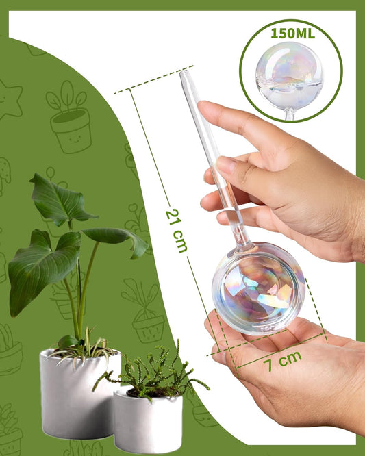 ZhenD Iridescent Self-Watering Plant Globes, Glass Self Watering Planter Insert for Indoor and Outdoor, Automatic Plant Waterer, Hand-Blown Premium Glass â 2 Pack
