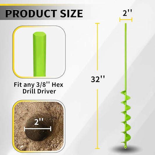 2βx32β Auger Drill Bit for Planting, Garden Auger for Planting Bulbs, Easy Garden Auger with Drill for 3/8βHex Drive