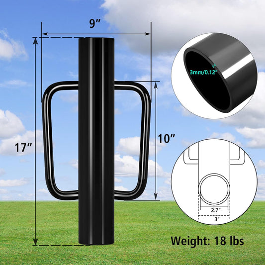 Gtongoko 18LB T Post Driver with Handles Heavy Duty Fence Post Driver Post Pounder for T-Posts,U Channel,Metal Post and Sign Post Pole Driver Tool,17 Inch Black