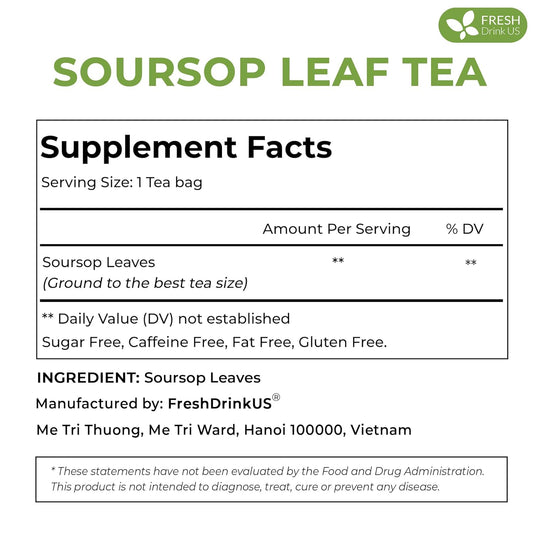40 Premium Soursop Graviola Leaf Tea Bags, 100% Natural and Pure from Soursop Leaves, Handmade, Made With Natural Materials-Corn Fiber Tea Bag, Sugar/Caffeine/Gluten Free, Hoja Guanabana Tea