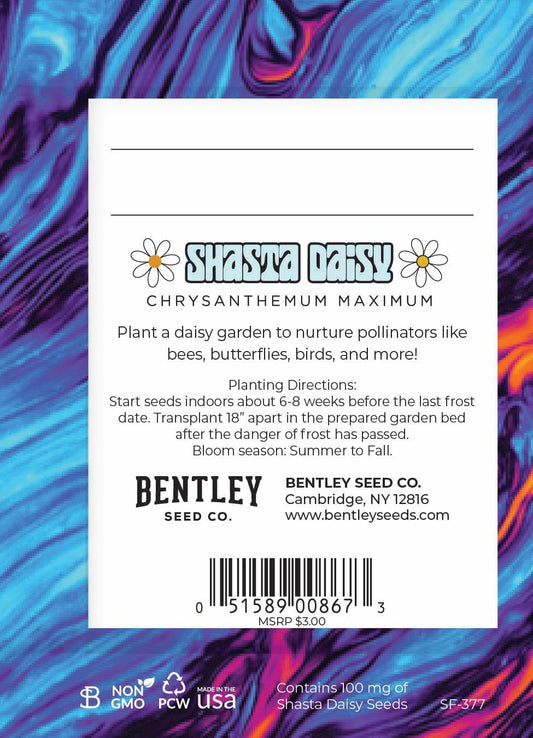 25 Earth Day 2025 Holiday Seed Packets (Earth Day Swirl - Shasta Daisy Seed Packets)