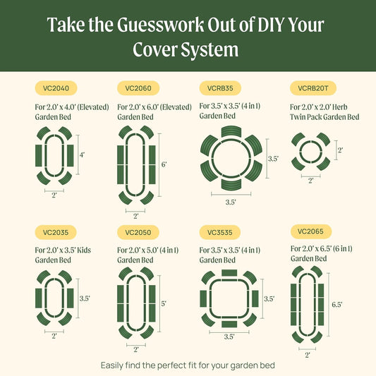 Vego garden Cover System for 3.5' x 3.5' (4 in 1) Garden Bed