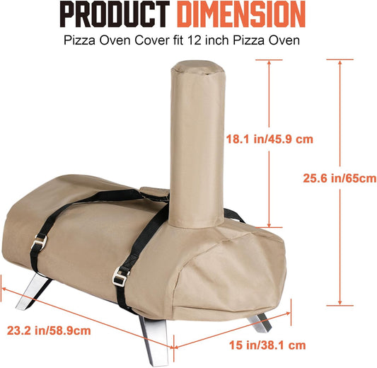 BIG HORN OUTDOORS 12Inch Pizza Oven Cover, Heavy Duty Waterproof and Weather Resistant Oxford Fabric Covers