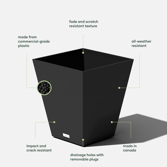 Veradek Pure Series Nobleton Plastic Planter - Large Pots for Indoor or Outdoor Porch/Patio | Durable All-Weather Use with Drainage Holes | Modern Planter Décor for Flowers, Shrubs, Trees