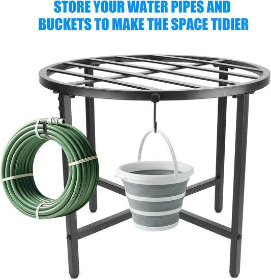 Z8 Rain Barrel Stand with Bucket & Hose Hooks Heavy Duty Water Collection Base Suitable for 45/50/55 Gallon Outdoor Rain Barrel