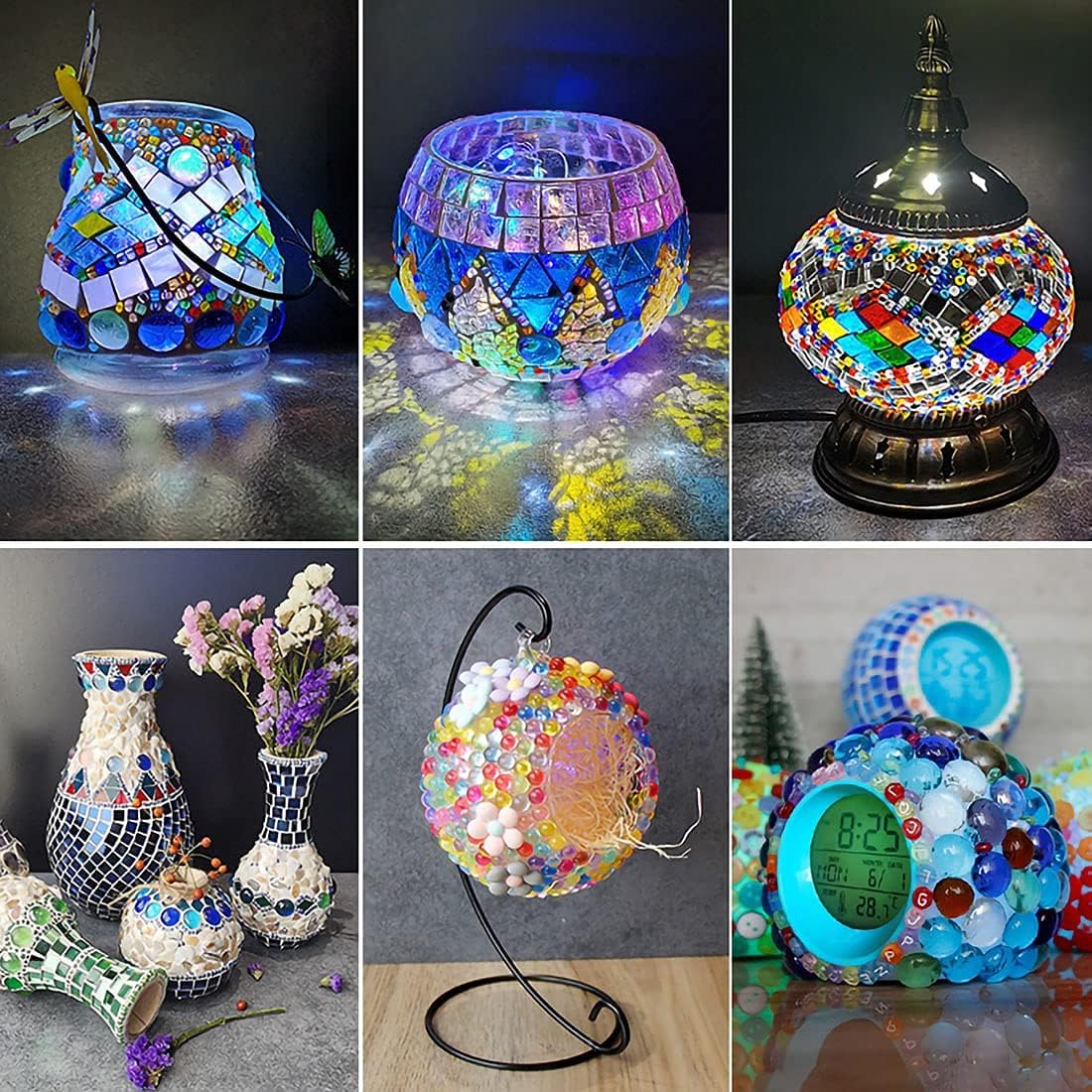 50PCS Mini Glass Gems,Mixed Colour Mancala Stones Flat Bottom Marble Beads for Home Decorative Art Craft Vase Filler(0.5"~0.7")