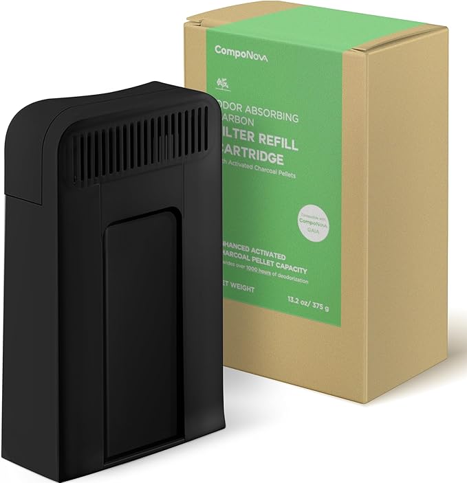 CompoNova Gaia Kitchen Compost Bin Carbon Refill Filters, Activated Charcoal, Replacement Cartridge (White)