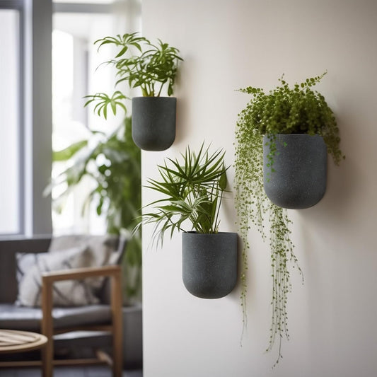 LA JOLIE MUSE Wall Hanging Planters for Indoor Plants,Hanging Flower Pots for Air Plants Succulent, Set of 2, 5.7L*4.1W*7H, Weathered Gray
