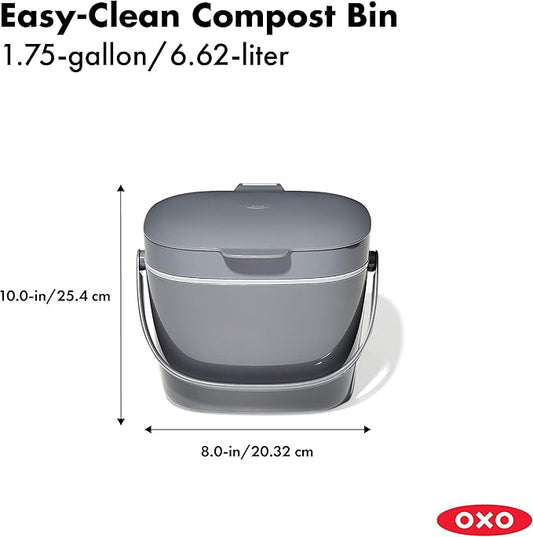 OXO Good Grips EASY-CLEAN COMPOST BIN - CHARCOAL - 1.75 GAL/6.62 L