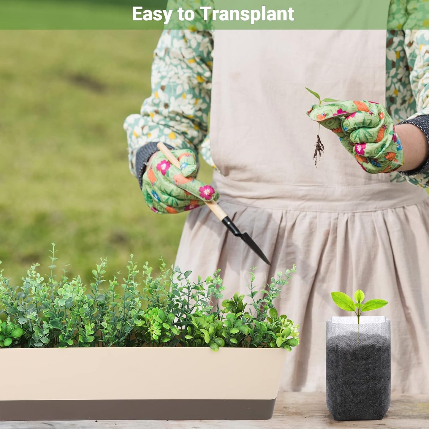 GREANER 100PCS Biodegradable Plant Bags, 5.9x6.3 inches Non Woven Seedling Bags for Planting, Garden Seed Starters Pouchs for Vegetables, Flowers, Indoors and Outdoor Use