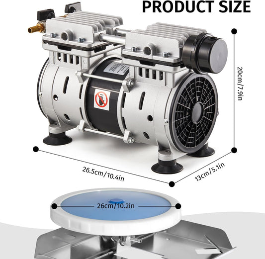 Pond & Lake Aeration System,Pond Aerator Pump,550W Power 5.2CFM for Up to 3 Acre with Timer,3/4 HP Compressor (2 Diffusers, 1)