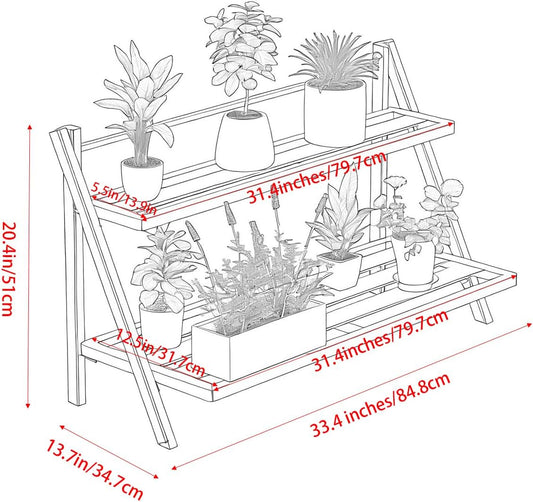 Deluxe 2-Tier Aluminum Plant Stand Indoor/Outdoor, Weather-Resistant Flower Pot Rack, Stylish & Lightweight Plant Stands for Garden, Balcony & Living Room