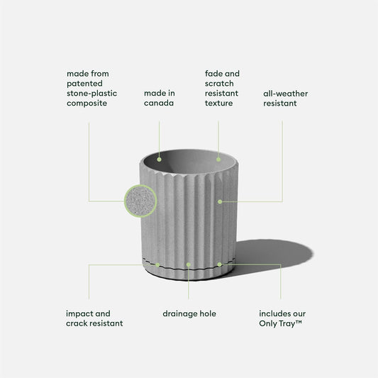 Veradek Demi Series Demi 6" Planter w/Tray - Grey, 2 Pack