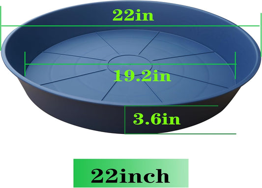 3 Pack of 20 22 inch Plant Saucer (19.2 Inch Base), 3.6" Depth Tray, Large Deep Garden Plastic Flower Planter Plant Trays for Indoors Outdoor Bath Bath (22", Blue)