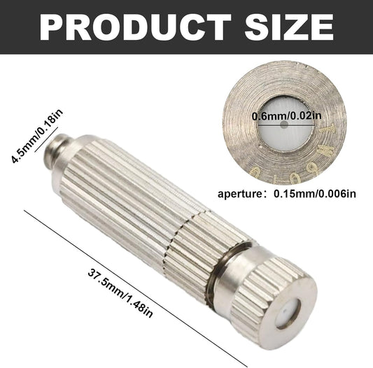 10 Pcs Stainless Steel Misting Nozzles For Outdoor Cooling Misting System, High Pressure Anti Drip Cleanable, 3/16" Thread (0.6mm)