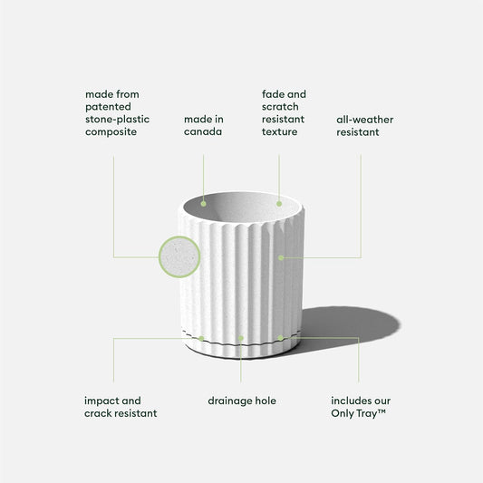 Veradek Demi Series Demi 6" Planter w/Tray - White, 2 Pack
