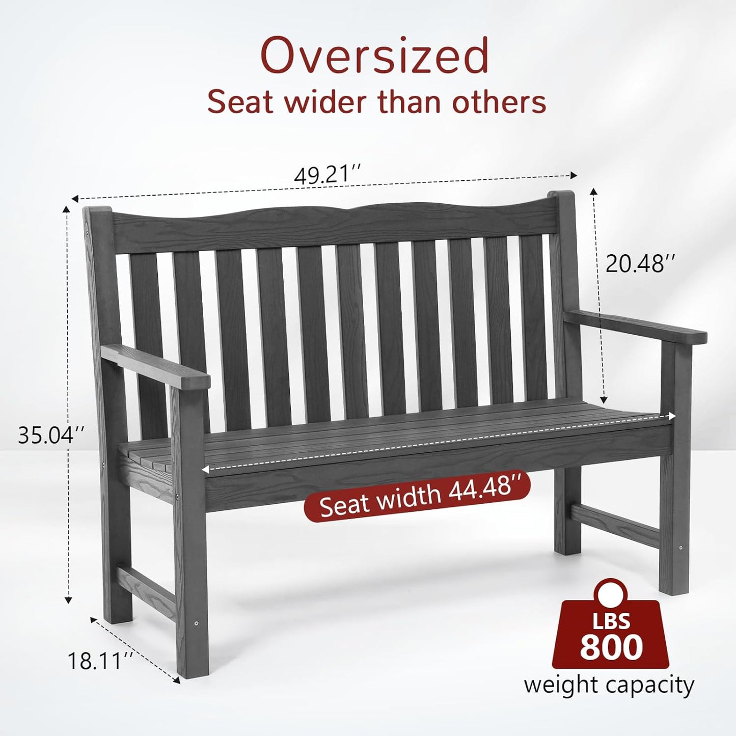 Stoog 3 Piece Outdoor Bench & Outdoor Chairs Set, All-Weather HIPS Patio Furniture Set, Include 1 Patio Bench and 2 Patio Chairs, Grey
