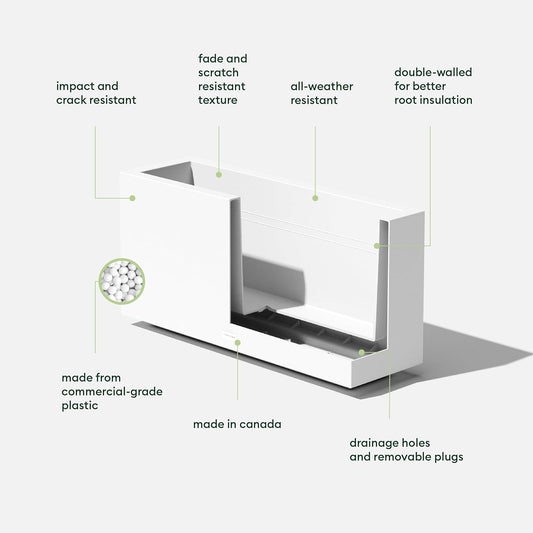 Veradek Block Series Long Box Planter - Large Rectangular Planter for Indoor or Outdoor Patio/Porch | Durable All-Weather Use with Drainage Holes | Modern Décor for Tall Plants, Flowers or Shrubs