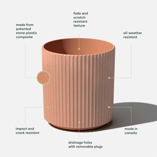 Veradek Demi Series Round Planter for Porch, Patio, Backyard | Durable Plastic-Stone Composite Material | Modern Décor for Tall Plants, Flowers