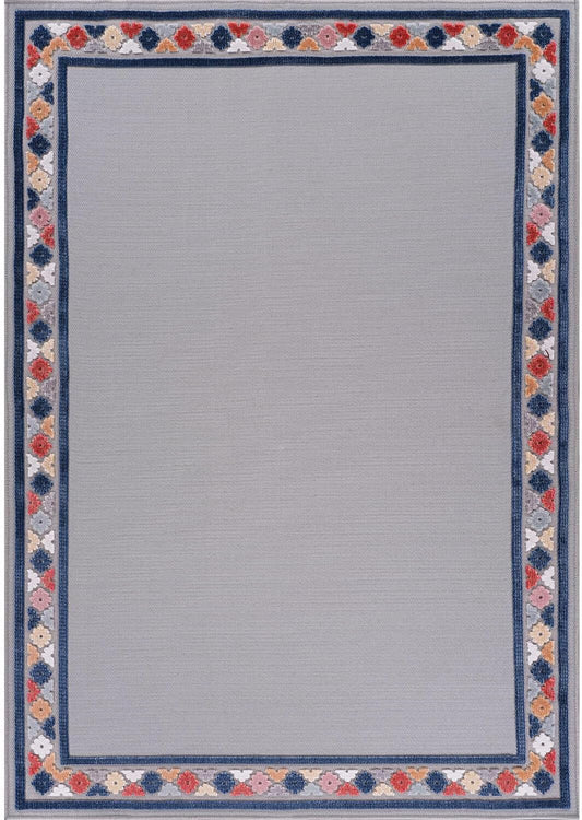 Beverly Rug Outdoor Rug 9x12 Modern Bordered Large Area Rugs for Indoor and Outdoor Patio Easy to Clean Non Shedding Living Room Porch Garden Washable Outside Carpet (9 x 12 Gray)