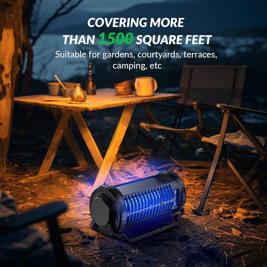 Solar-Powered Mosquito Killer & Bug Zapper, 4200V Voltage, IP5 Waterproof, ABS Fireproof Material, Large Coverage Area (1/2 Acre), Long-Lasting LED Lamp Beads,(Black)