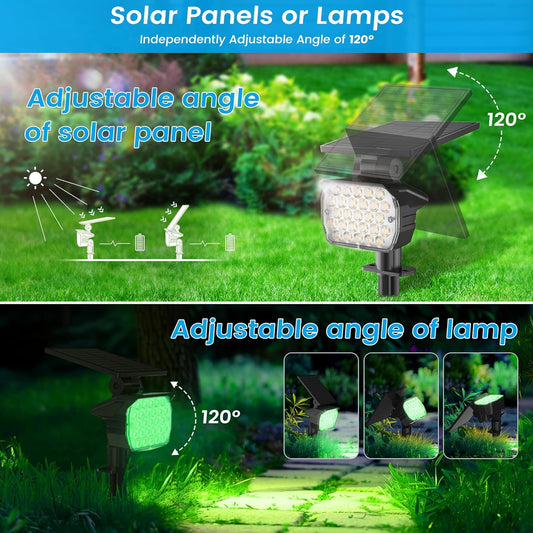 VOLISUN Solar Landscape Spotlights Adjustable Outdoor, Uplights Solar Waterproof IP67, Spot Lights Solar Powered for House,Tree,27 LED with 6 Colors Changing(4 Pack- RGB)