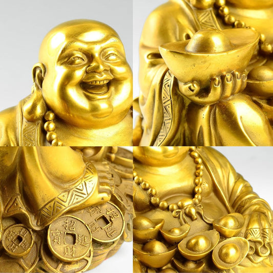 Golden Laughing Buddha Statue,New Home Decor, for Home,Room Decor Lucky and Happy,Zen Garden