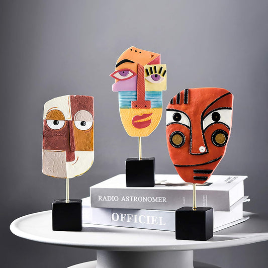 Wink - Handcrafted Statues Resin Abstract Sculpture for Home Decor Modern,African Art Tribal Figurines Decorations Items Accents Influencer Picks for Bookshelf,TV Stand,Living Room,Nightstand