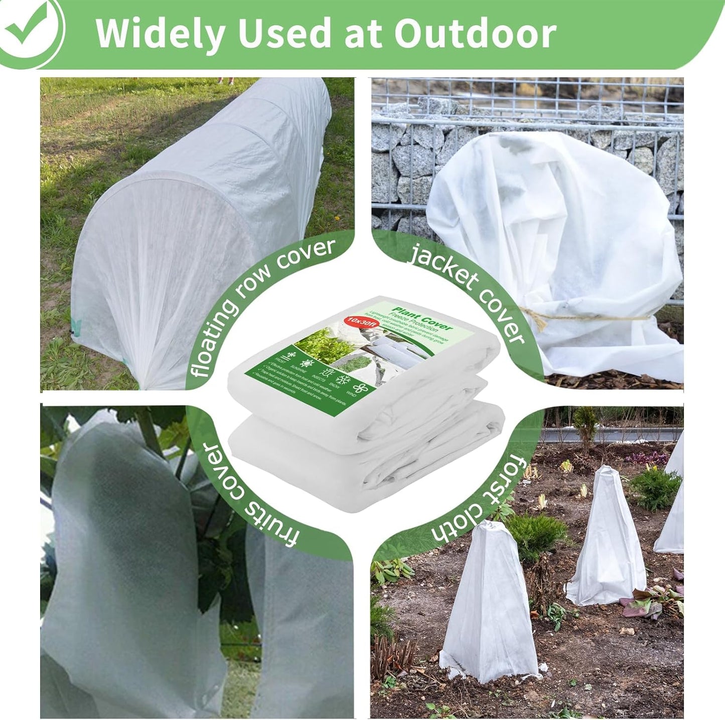 SPORTYOUTH 2 Packs Plant Covers Freeze Protection 10 x 30 FT 1.2 oz/yd² Frost Cloth Blankets Large Thicker Garden Floating Row Cover Fabric for Outdoor Plants Winter Cold Fruits Pests Protection