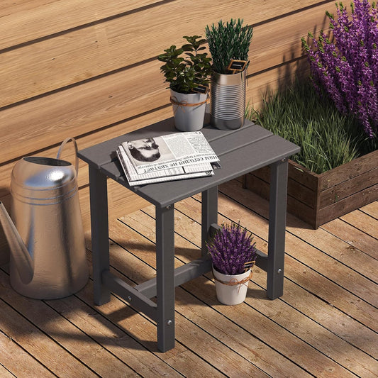Adirondack Outdoor Side Table, Weather-Resistant/Easy Maintenance Patio Side Table for Backyard, Pool & Porch, Patio End Table Durable & Stylish, 1-Tier, Grey