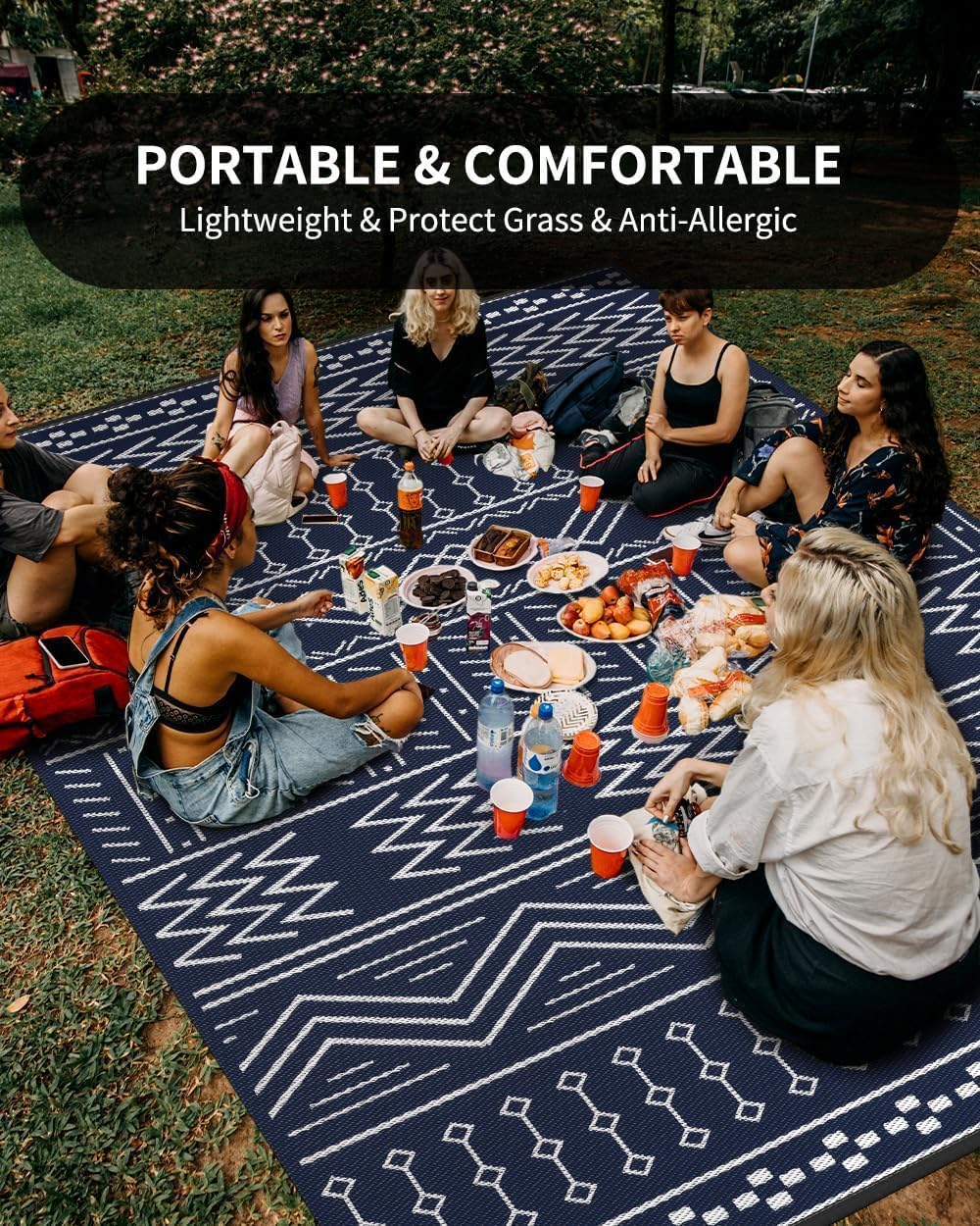 COCOER Outdoor Rug Carpet Waterproof 9x12 ft Patio Rug Mat Indoor Outdoor Area Rug for RV Camping Picnic Reversible Lightweight Plastic Straw Outside Rug for Patio Decor Decoration Boho Rug