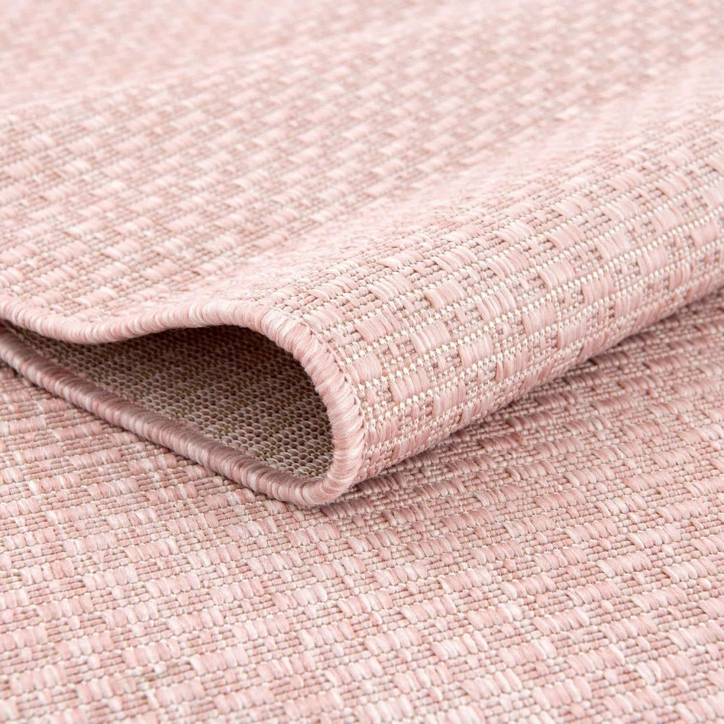 Unique Loom Collection Casual Transitional Solid Heathered Indoor/Outdoor Flatweave Area Rug (2' x 6' 1" Runner, Whisper Pink/Ivory)