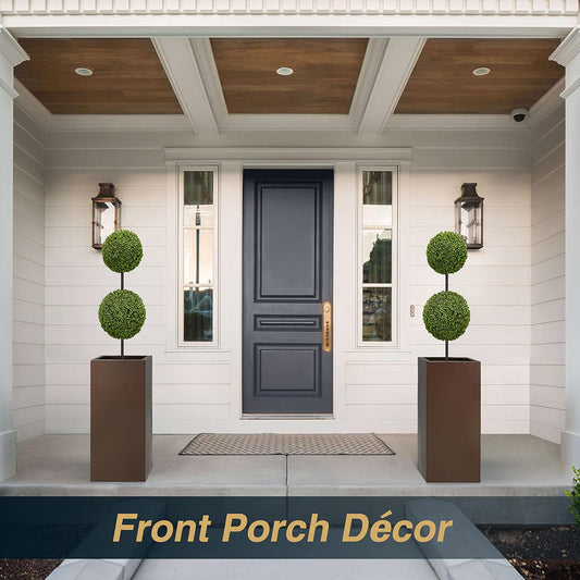 Metallic Heavy Tall Outdoor/Indoor Planter Box 14Lx14Wx30H Inches, Rectangular Tall Planter, Large Flowerpot, 25 Pounds, Espresso, No Assembly Required 1 Pack