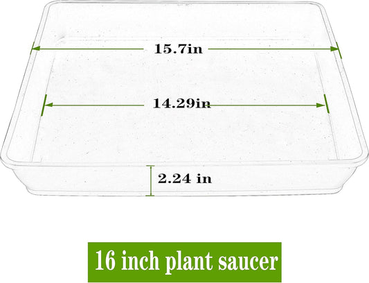 Square Plant Saucer 16 Inch 4 Pack, Heavy Plastic Plant Saucer,Deep Heavy Duty Plant Pot Saucers, Planters for Indoors and Outdoors Plants, Garden Large Plant Trays for Pots.