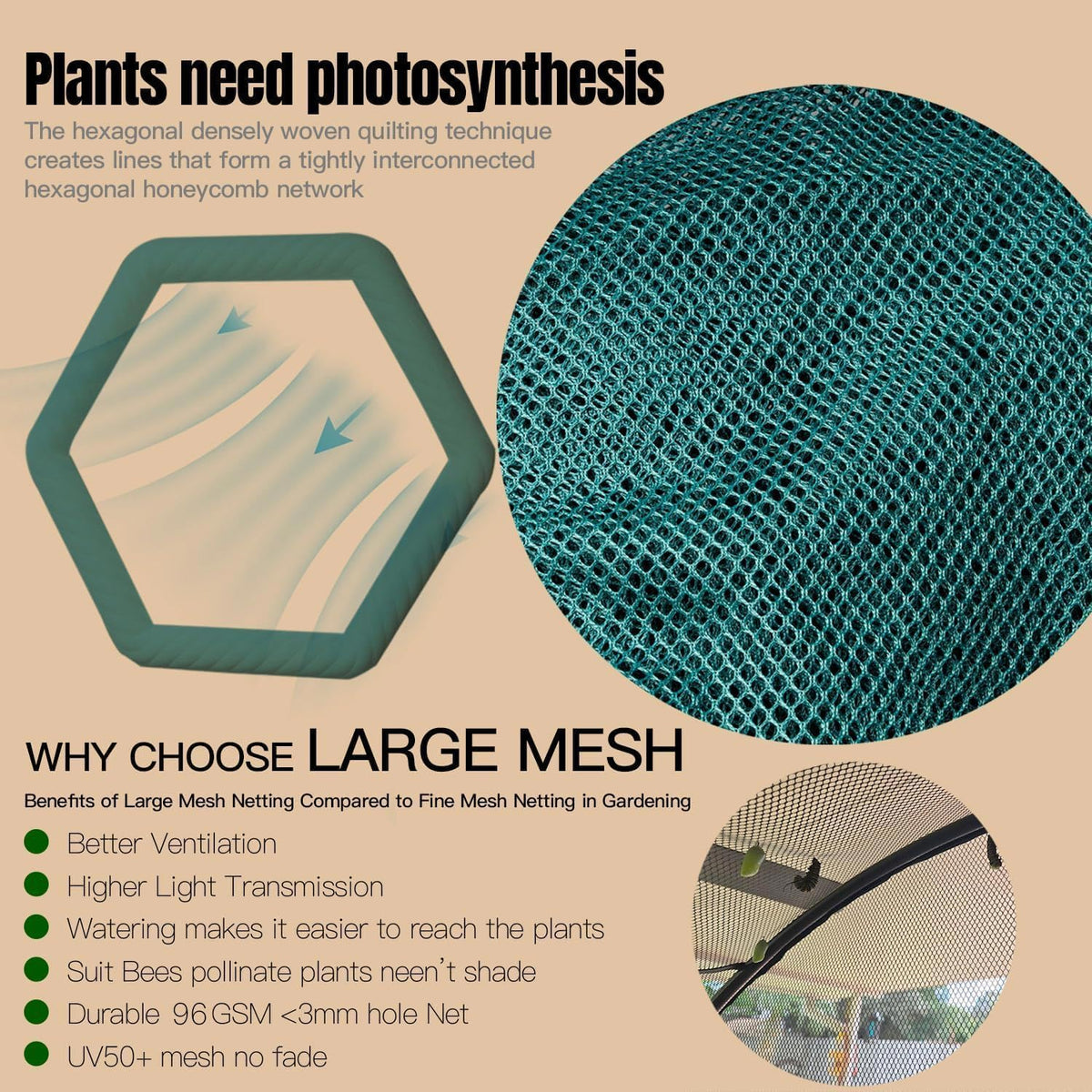 Poray Large Tunnel 10FTx6FT Plant Netting Cover, 6FT Tall Crop Cage Tomato Netting,Pest Guard Cover for Vegetables &Fruits,Durable Gardening Net for Plant and Animal