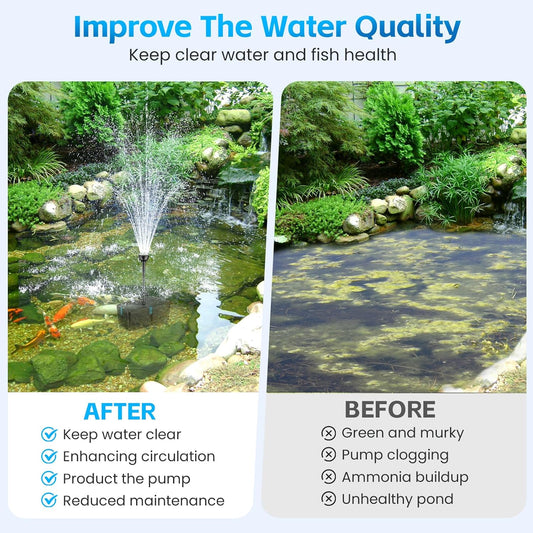 Pond Filters for Outdoor Ponds, 820 GPH Pond Filter with Fountain Pump Kits, 60W Pond Pump and Filter Kit for Koi Pond Clean, Garden Fountains, Waterfall
