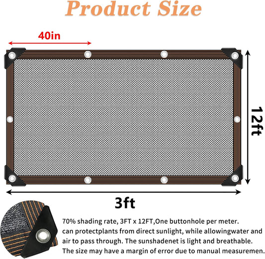 Shade Cloth - for Plants Greenhouse, 70% Sunblock Shade Sails for Outdoor Garden Pergola Patio Lawn, Sun Protection Neting Cover for Kennel Chicken Coop Easier to Hang Plant Cover