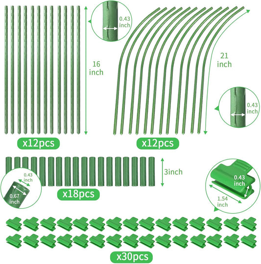 Garden Hoops Grow Tunnel for Raised Beds, 6 Sets 25.6" x 31.5" Rust-Proof Steel Greenhouse Hoops, Plant Support Garden Stakes Frame for Garden Fabric, Row Cover, Garden Netting