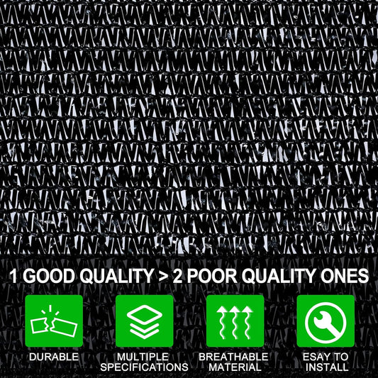 Agfabric 70% 6X 12ft Sunblock Shade Cloth with Grommets for Garden Patio, Black