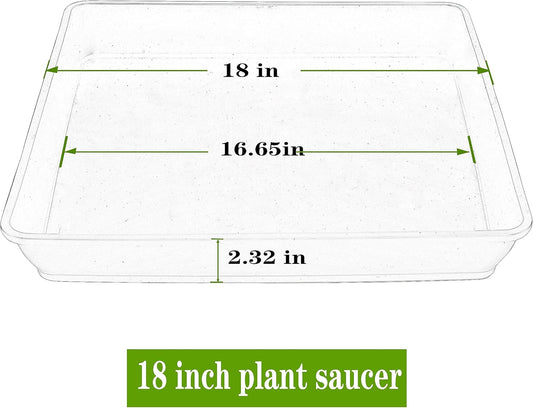 4 Pack Square Plant Saucer 18 Inch, Durable Plastic Plant Saucer, Heavy Duty Plant Pot Saucers, Planters for Indoors and Outdoors Plants,Large Deep Plant Trays for Pots,