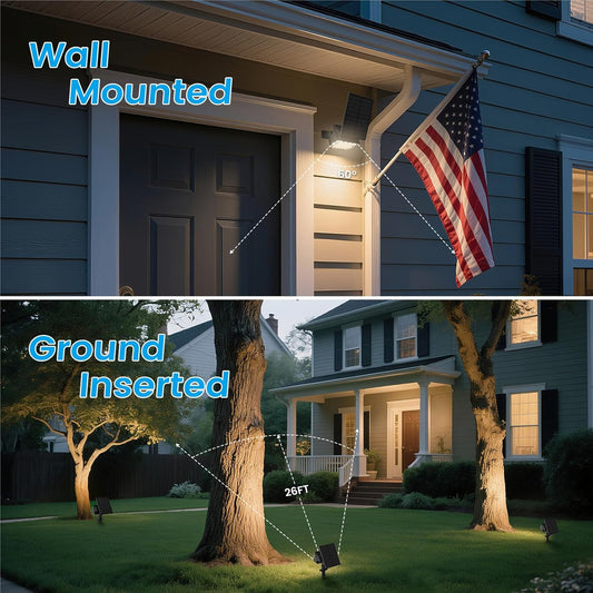 VOLISUN Solar Spotlight Outdoor, IP67 Waterproof Solar Landscape Spot Lights,Uplights for Yard Garden Pathway - 2 Pack (Warm White) 27 LED 3 Lighting Modes