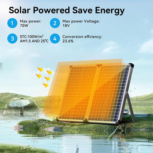 NFESOLAR Pond Filter Fountain with 70W Solar Panel, 660 GPH Water Pump, 10 FT Extension Cord, Solar Fountain Pump with Pond Filter Box Outdoor for Koi Ponds Water Feature Waterfall Pool