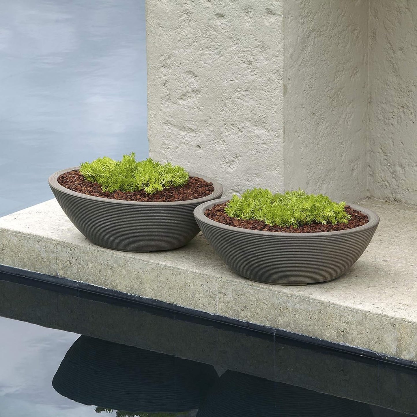 Crescent Garden Delano Oval Planter Bowl, Succulent Garden, Unique Indoor/Outdoor Double-Walled Plant Bowl with Plug- Oval Shape - 30" L x 21" W x 10" H (Caviar Black)
