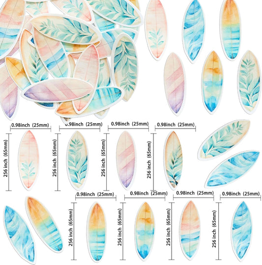 Ephlyn 54Pcs Edible Surfboard Cupcake Toppers Wafer Paper Surfboard Mini Accents for Swimming Pool Summer Beach Party Luau Birthday Baby Shower Party Supplies Blue Pink Yellow