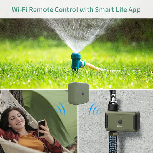 Diivoo WiFi Water Timer for Garden Hose, Smart Sprinkler Hose Timer with Hub, Up to 20 Separate Watering Schedules, Compatible with Alexa and Google Home
