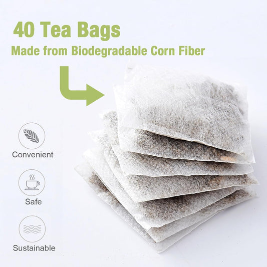 40 Bags Dried Mullein Leaf Tea for Lungs - Lung Detox Cleanse Tea for Smokers - Herbal Mullen Mullien for Breathe Easy - Caffeine-Free, Immune Support
