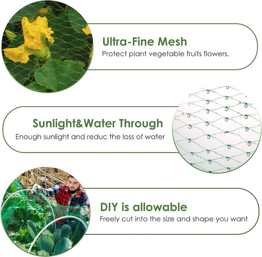 13X65Ft Bird Netting for Garden Protect Vegetable Plants and Fruit Trees,Plastic Trellis Netting for Birds, Deer,Squirrels and Other Animals